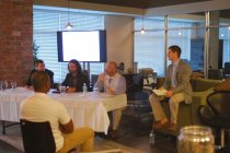 Scott Crespo (far right) hosts Orlando Data Science's Big Data Discussion Panel with, From L to R, Gary Leavens of UCF, Full Sail's James Jessup, and Harvey Hyman of Florida Polytechnic University.